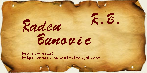 Raden Bunović vizit kartica
